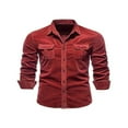 thumbnail image 1 of EIMELI Men Button Down Shirts Cual Long Sleeve Lapel Collar Solid Color Slim Fit Corduroy Tops for Autumn, 1 of 7