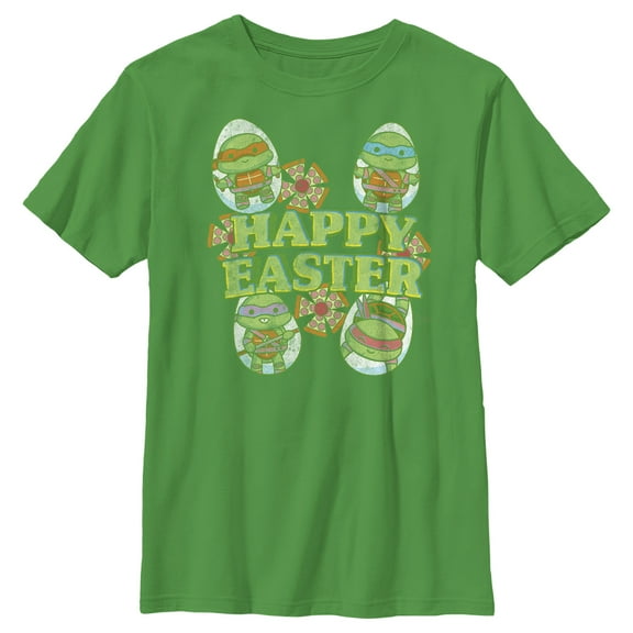 Boy's Teenage Mutant Ninja Turtles Happy Easter Cute Best Friends Graphic Tee Kelly Green Large