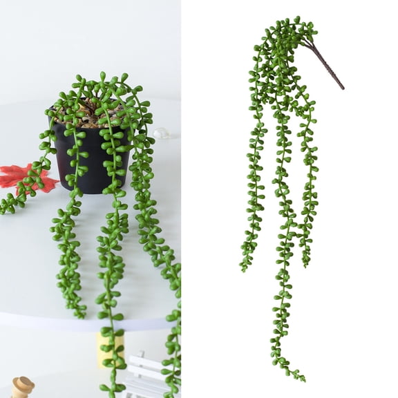 Artificial Succulents Hanging Plants,27.5 Inch Fake String of Pearls Greenery Plants 5 Branches for Fall Home Garden Office Party Balcony Wall Indoor Outdoor Autumn Decoration