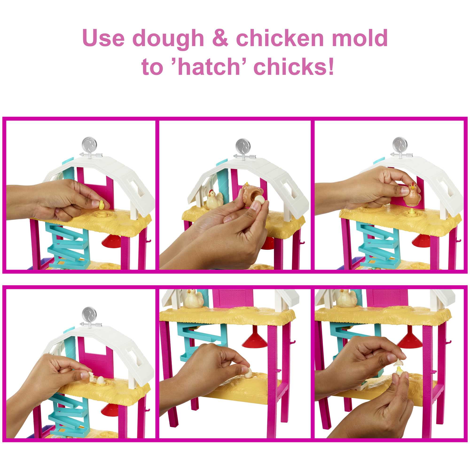 Barbie Doll Playset, Hatch & Gather Egg Farm with Animals, Coop, Dough, Mold, Kids Toys