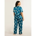 thumbnail image 3 of Joyspun Women’s Satin Top and Pants Pajama Set, 2-Piece, Sizes XS-3X, 3 of 5