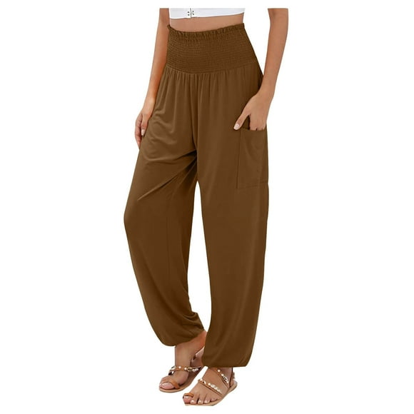 WEAIXIMIUNG Petite Pants for Women Womens New Casual Fashion Women's Wear Elastic High Waist Wide Leg Casual Pants Casual Pants