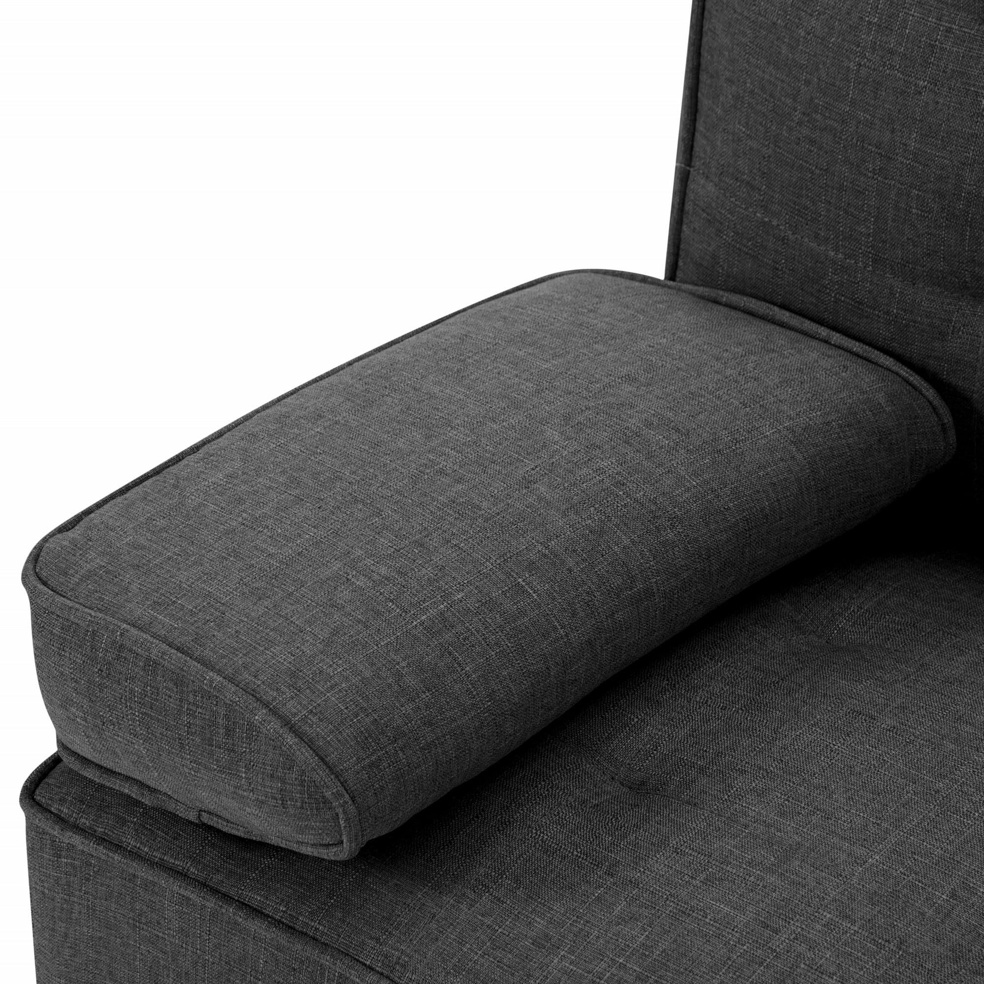 BSHTI Futon Convertible Sleeper Sofa Bed,With 3-Position Adjustable Backrest,Upholstered in Polyester Fabric,a Side Storage Pocket,Twin-Size Sleeper Sofa,Dark Gray
