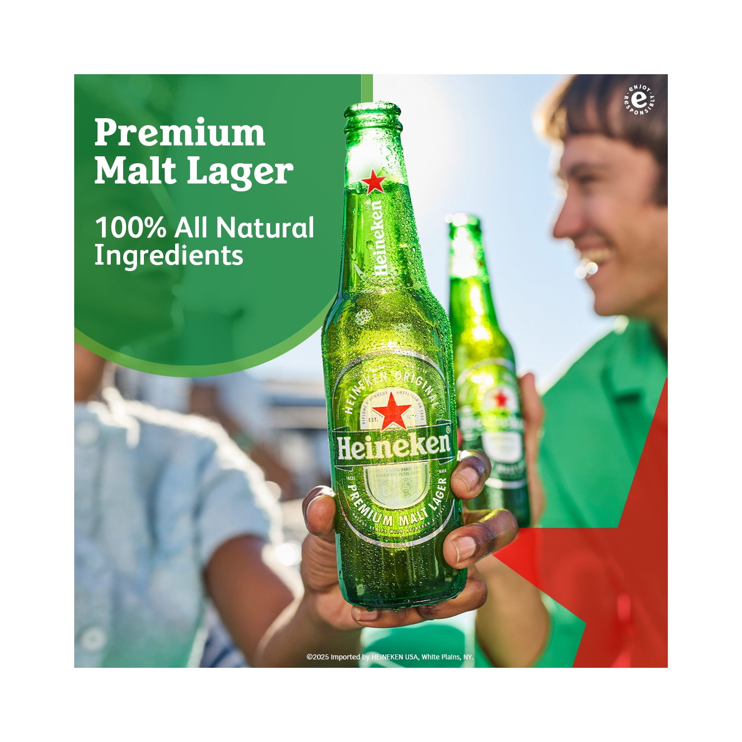Heineken Original Netherlands Lager Import Beer, 24 Pack, 12 fl oz Bottles, 5% ABV