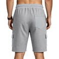 thumbnail image 4 of JTSRKL Men's Outdoor Cargo Shorts Solid Waffle Knit Drawstring Elastic Waist Multi Pocket Short Pants Lightweight Summer Beach Daily Casual Trunks Gray XL, 4 of 7