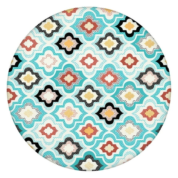 Beautiful Bohemian Floral Round Table Cover, Features an Elastic Band for a Fitted Look on 52 to 56 Inch Diameter Tables