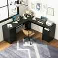 thumbnail image 5 of Demi Bonn 2-Drawer Home Office Desk with Steel Frame, Small Home Computer Desk Study Writing Table, Black, 5 of 10