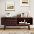 thumbnail image 2 of Hommoo Mid Century Modern TV Stands up to 59", Wooden Home Entertainment Center TV Console Cabinet with Sliding Tambour Door, Walnut, 2 of 6