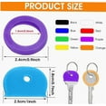 thumbnail image 2 of 32Pcs Key Covers Caps 1 Inch Coloured Square Key Caps Key Covers Coding Rings Soft PVC Key Identifiers for Standard Regular Thin Flat House Keys Easy to Identify(2 Styles, 8 Colors), 2 of 4