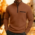 thumbnail image 4 of WMTBSRSW Mens Quarter Zip Pullover Long Sleeve Waffle Zip up Sweatshirt Casual Stand Collar Golf Sweaters with Pocket Brown Large, 4 of 6