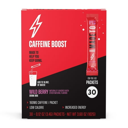 MadeTo Caffeine Boost Packets, Wild Berry, 30ct