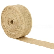 CleverDelights 2" Natural Burlap Ribbon - Finished Edge - 25 Yards - Jute Burlap Fabric