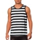 thumbnail image 1 of Camiseta sin mangas de rayas Inspire Chic para el Día del Padre, camiseta de cuello redondo casual para hombres, talla 2XL, negro y blanco, 1 of 6