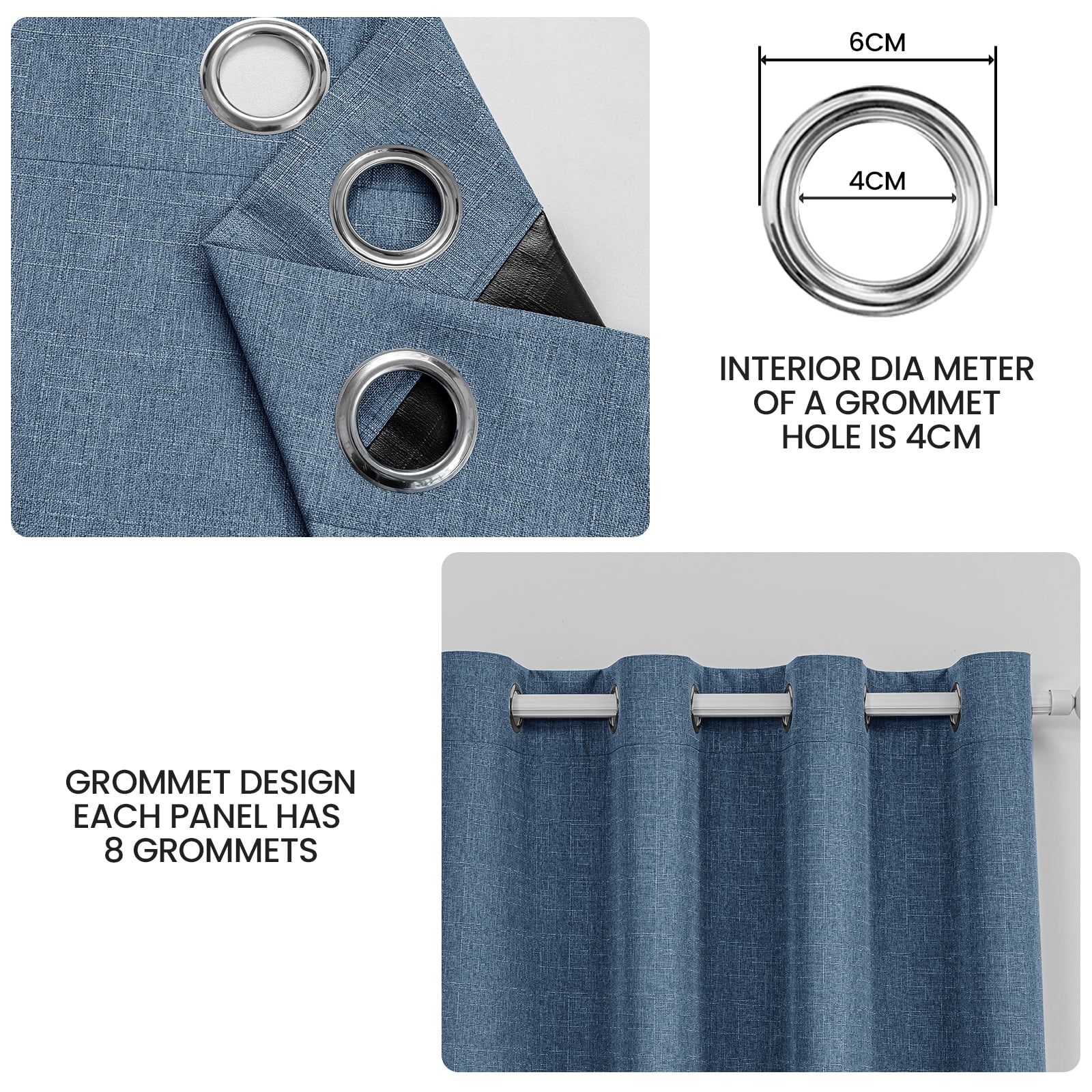 JIATER Blackout Curtains Set of 2 Panels for Bedroom Living Room 52 x 84 in,Thermal Insulated Room Darkening Blackout Curtains with Grommet,Blue