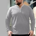 thumbnail image 2 of ZCFZJW Mens Henley Shirts Casual Big and Tall Long Sleeve Basic Athletic Solid Color Pullover Tops Trendy Regular Fit Comfy Workout Sweatshirts Gray XXXXL, 2 of 9