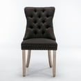 thumbnail image 5 of GAKMCIL Linen Dining Chair (Set of 2), Comfy Tufted Fabric Upholstered Dining Chair with Nailhead Trim, Solid Wood Legs, Weight Capacity 300lb for Dining Room and Kitchen (Black), 5 of 14