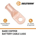 thumbnail image 3 of SELTERM 1/0 AWG 5/16" Ring Battery Cable End Terminal Lugs Bare Copper 25ea, 3 of 3