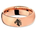 thumbnail image 2 of Tungsten Bronco Horse Horses Equestrian Equine Equidae Band Ring 7mm Men Women Comfort Fit 18k Rose Gold Dome Polished, 2 of 4