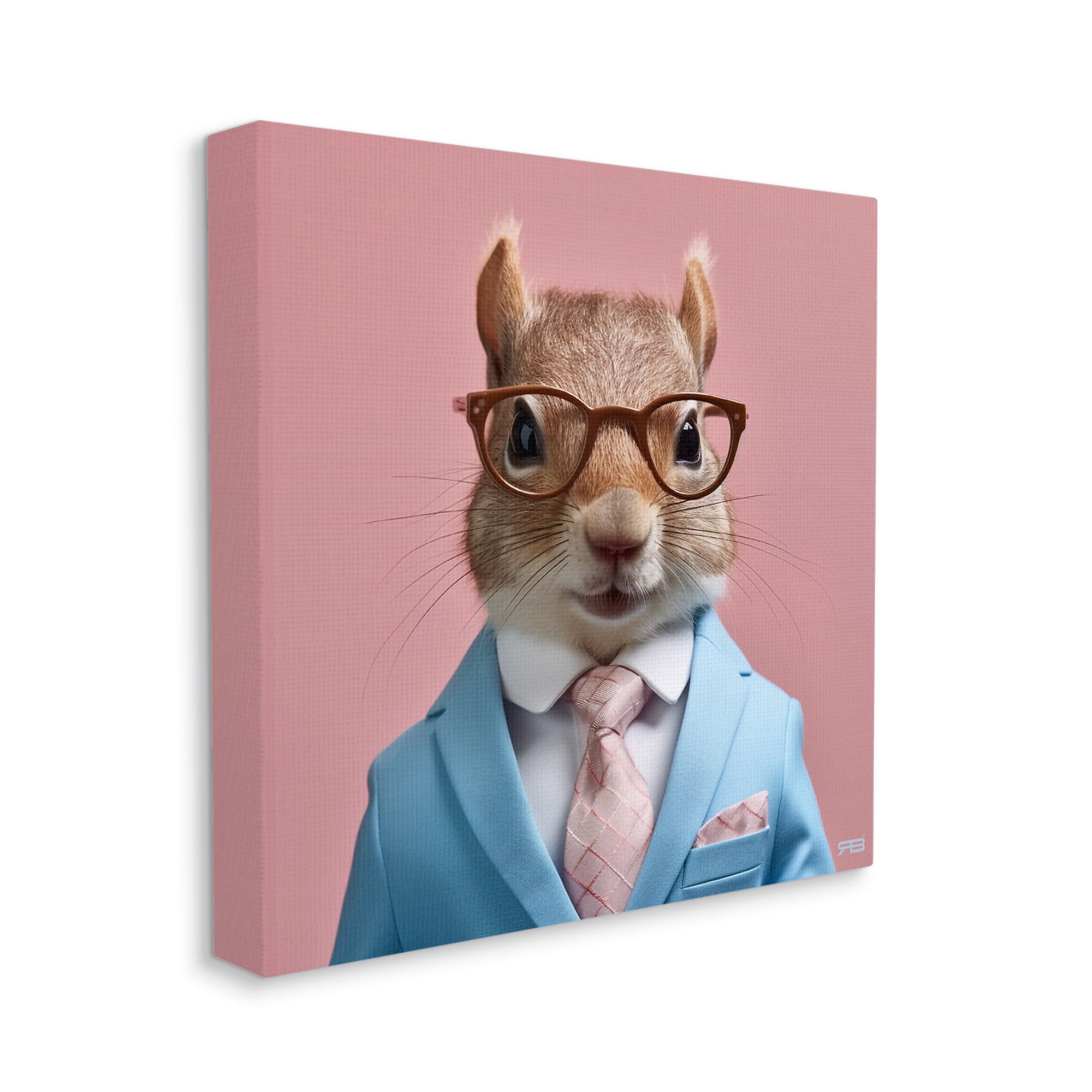 Stupell Industries Squirrel in Classy Suit Animals & Insects Painting Gallery Wrapped Canvas Art Print Wall Art, 17 x 17