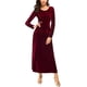 thumbnail image 4 of Vestido largo elástico de terciopelo con volantes de manga larga elegante para mujer Adepaton WRMH-233-25, 4 of 5