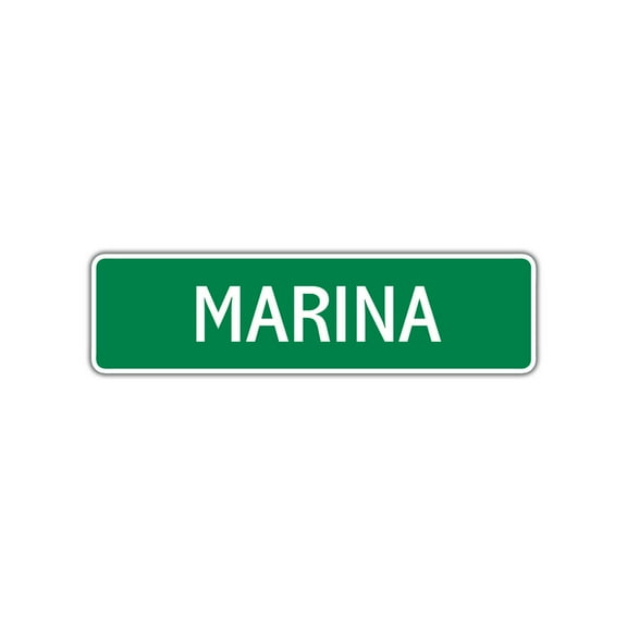 Marina Girls Children Name Letter Printed Plaque Novelty Wall Decoration Label Indoor Outdoor Unique Aluminum Metal Sign 4"x13.5"