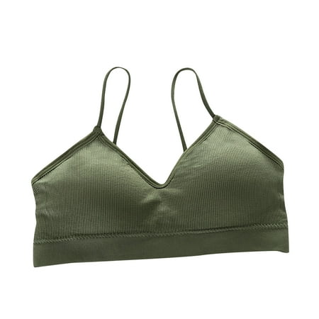 

HAPIMO Rollbacks Sports Bras for Women Stretch Cozy Workout Activewear Bra Elastic Wire Free Wrap Chest Without Steel Ring Athletic Vest Running Padded Bralette Green One Size
