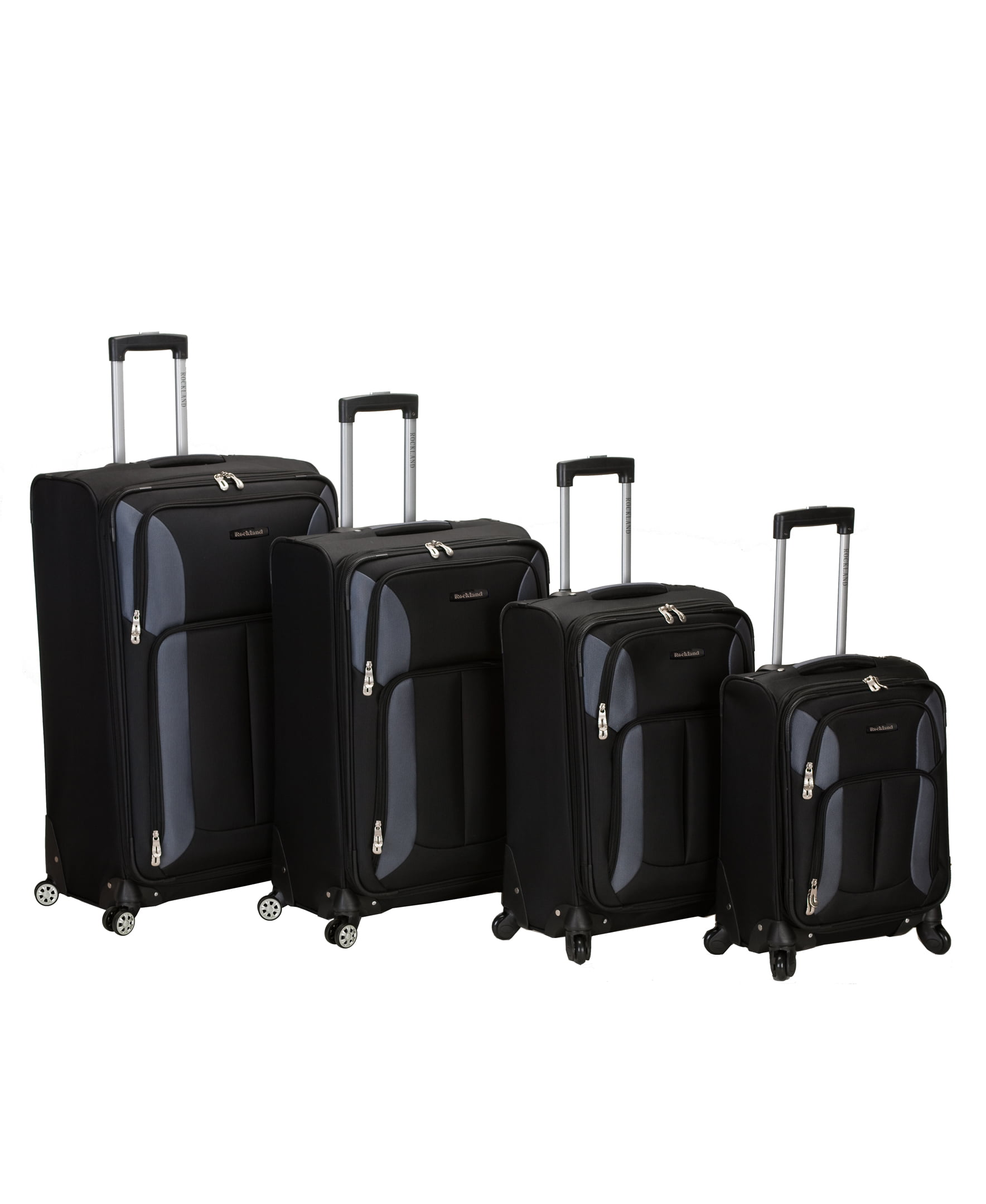 Rockland F185 Luggage Metallic Upright Set 3-Piece Carbon Medium