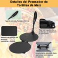 thumbnail image 4 of Prensa de Tortilla Aleación Aluminio, Máquina para Hacer Tortillas Quesadilla Antiadherente Alta Resistente, Herramienta Cocina Prensa Manual de Burrito Roti Maíz Omelette Tacos Chapati Pan Pizza, 4 of 4
