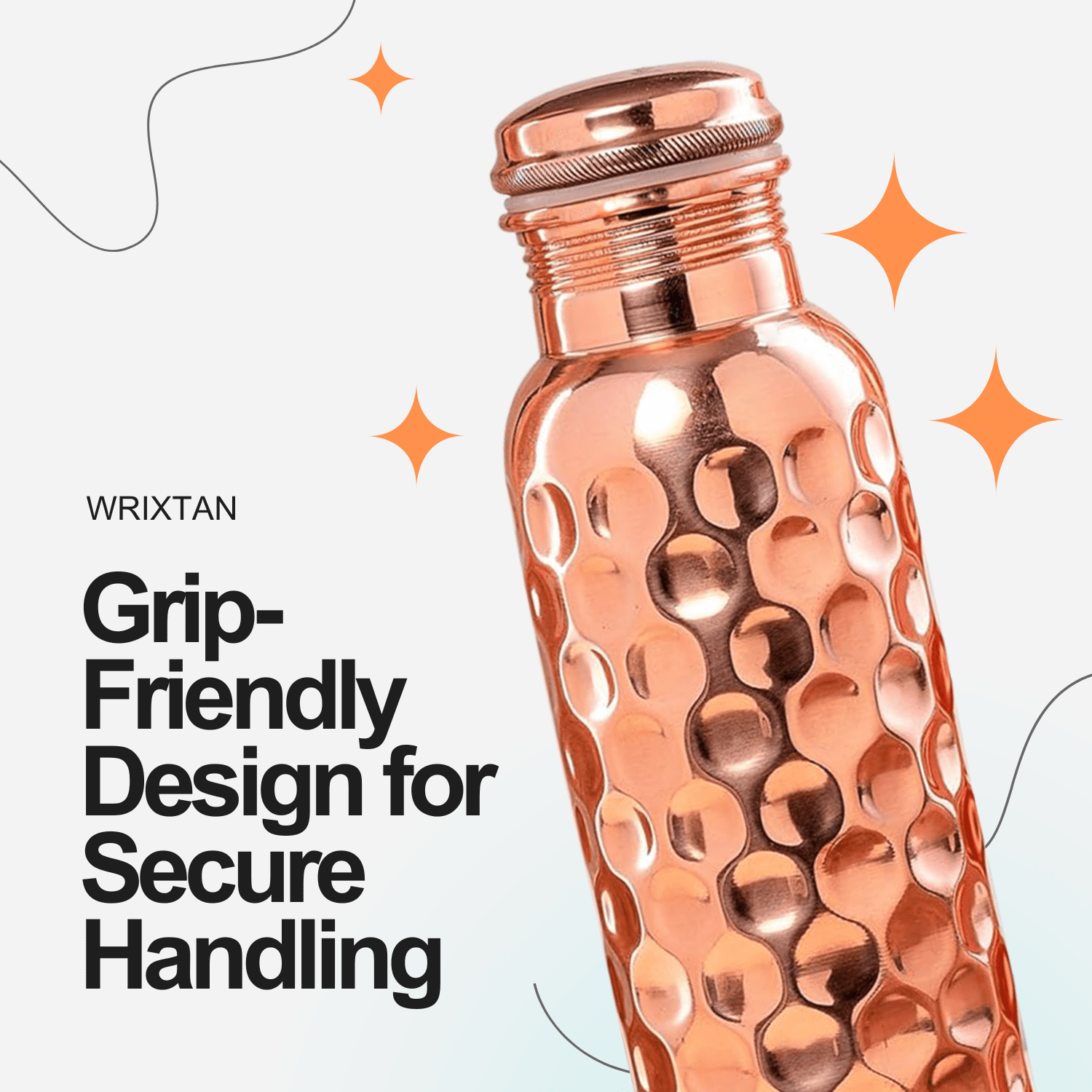 Wrixtan Diamond Copper Water Bottle, 1 Liter