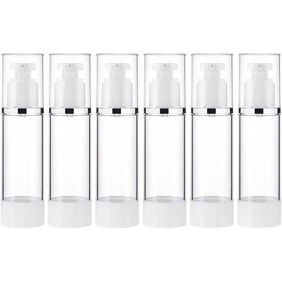 6 pc 6 Pack 2.7oz/80ml Airless Pump Bottles Vacuum Cosmetic Travel Container Refillable Cosmetic Bottles for Lotion Shampoo Essential Oil Other Beauty Product