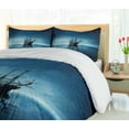 thumbnail image 5 of Ambesonne Pirate Ship Duvet Cover Sets, Night Sky Ocean, 2-Queen, Pale Blue Dark Blue, 5 of 7