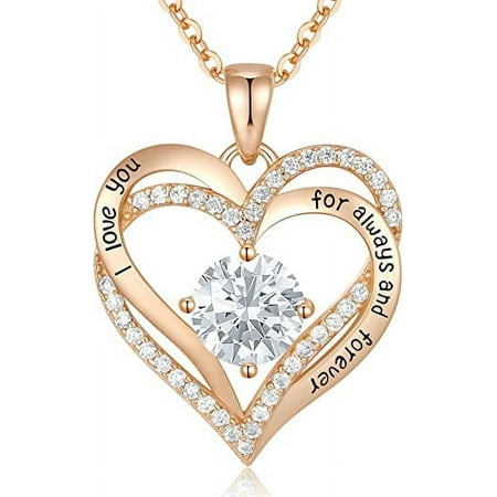 Heshpaws Love Pendant Necklaces For Women With Birthstone Zirconia, Christmas Birthday Anniversary Jewelry Gift For Women Wife