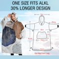 thumbnail image 4 of Oversized Wearable Blanket Hoodie,Blue Boho Abstract and Plant Pattern Sherpa Blanket Hoodie with Super Pockets,Super Warm Fuzzy Pullover for Women & Men, 4 of 6
