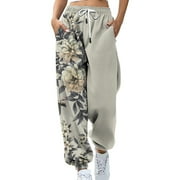 【Black Friday deals】Birdeem Women's Printing Pocket Drawstring Elastic Waist Lounge Pants Trousers Long Straight Pants Sweatpants