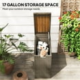 thumbnail image 3 of Outsunny 17-Gallon Small Deck Box, UV Resistant Wicker Outdoor Storage Box with Slatted Acacia Wood Top for Patio Cushions and Garden Tools, Teak, 3 of 9