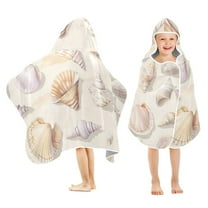 Yayeee Kids Hooded Towels Toddler Soft Absorbent Beach Bathing Wrap 50" x 23.5", Colorful Watercolor Seashells