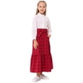 thumbnail image 4 of Yesfashion Girls Casual Button Front Ruffle Hem Elastic High Waist Long Swing Tiered Maxi Skirt, 4 of 7