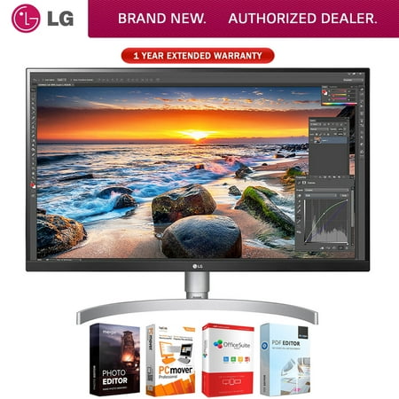 LG 27UL850-W 27-inch 4K UHD IPS LED Monitor with VESA DisplayHDR 400 2019 Model Bundle with Tech Smart USA Elite Suite 18 Standard Editing Software Bundle and 1 Year Extended
