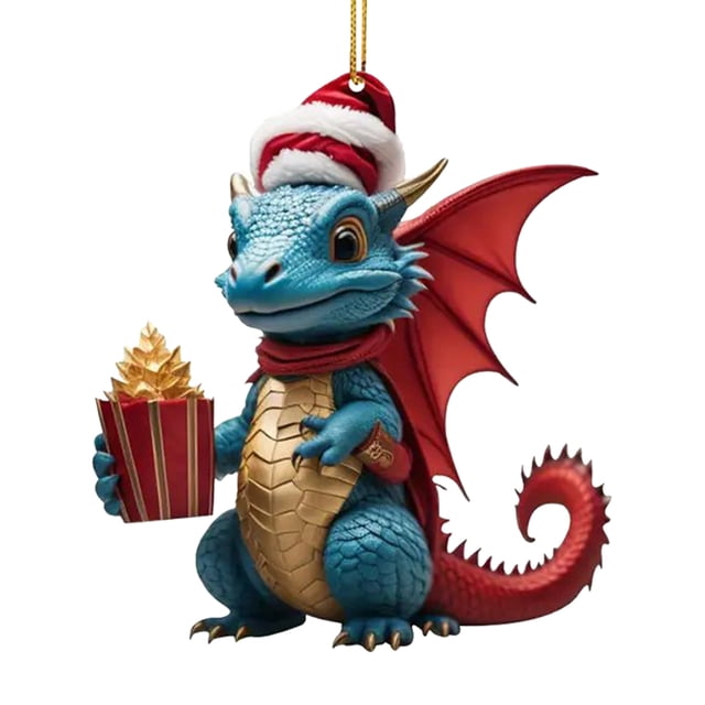 10uds. Adornos colgantes de dragón de Navidad acrílico realista para árbol de Navidad (A)