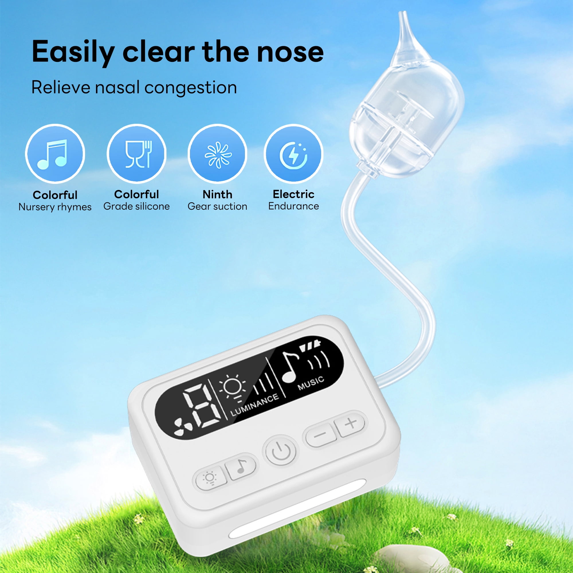 INSMART Nasal Aspirator for Baby, 9-Level Electric Automatic Nose Sucker with 3 Tips