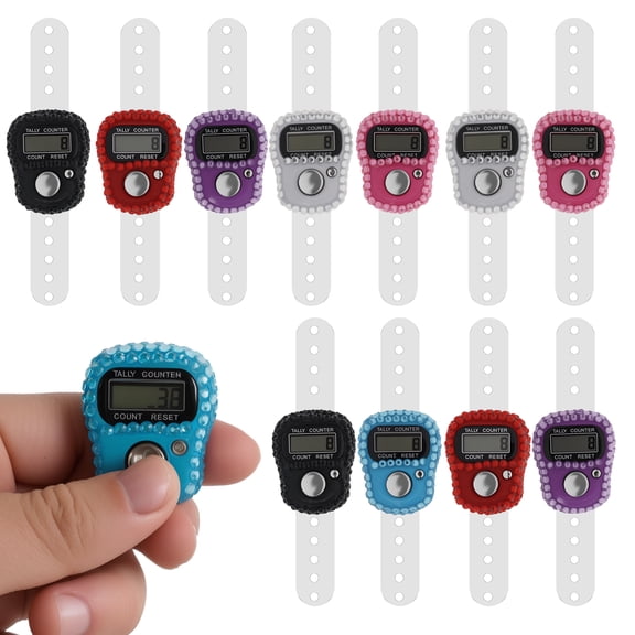 12Pcs Electronic Finger Counter 5 Digit Number Count Clicker LCD Display Finger Pitch Counter for Sports Inventory Teacher
