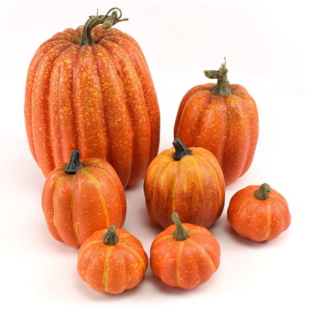 Cateissary 7 piezas de decoración de calabaza de Halloween, artesanía, decoración de , accesorios de diseño, accesorios de fiesta para el Kits de decoración para fiestas Amarillo