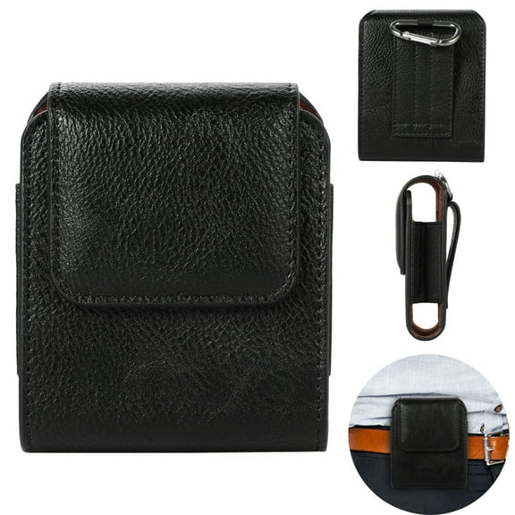 Allytech Holster for Samsung Galaxy Z Flip 3 Case with Keychain, Vegan PU Leather Belt Clip Holster Pouch Holder Waist Carrying Hanging Bag Magnetic Closure Case for Galaxy Z Flip 3 5G 2021, Black
