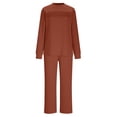 thumbnail image 6 of Nmnitkp Lounge Sets for Womens 2 Piece Outfits Crewneck Long Sleeve Tops High Waisted Wide Leg Jogger Pants Casual Travel Clothes Tracksuit, 6 of 9