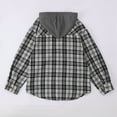 thumbnail image 5 of Women's Plaid Flannel Hoodie Shirt, Long Sleeve, Button Down, Oversized Boyfriend Style, Loose Fit, 5 of 5