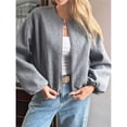 thumbnail image 4 of Chaquetas Abrigadas con Cremallera para Mujer, de Otoño e Invierno, de Larga, Informales, Holgadas y con Bolsillos. Gris Oscuro M, 4 of 7