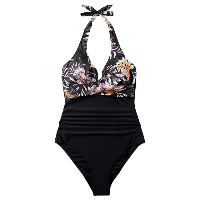 Dvkptbk Maillot de Bain une Pièce pour Femmes Combinaison avec Maillot de Bain Imprimé Multicolore Maillot de Bain Ajusté et Rassembleur Maillots de Bain pour Femmes