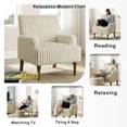 thumbnail image 2 of Silla de acento moderno con 2 "Wide Wale Corduroy, 9" patas de madera maciza, cómodo sillón tapizado en café oscuro para la sala de estar, 2 of 5