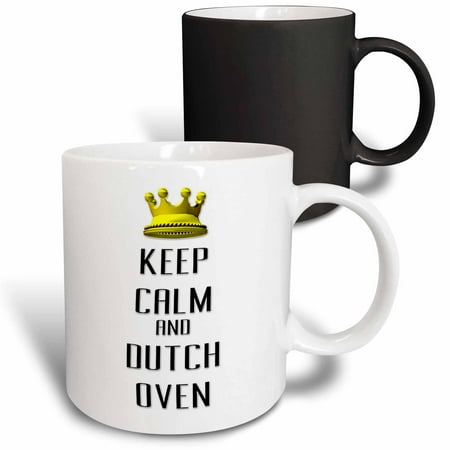 

3dRose Gold Crown Keep Calm And Dutch Oven Magic Transforming Mug 11oz