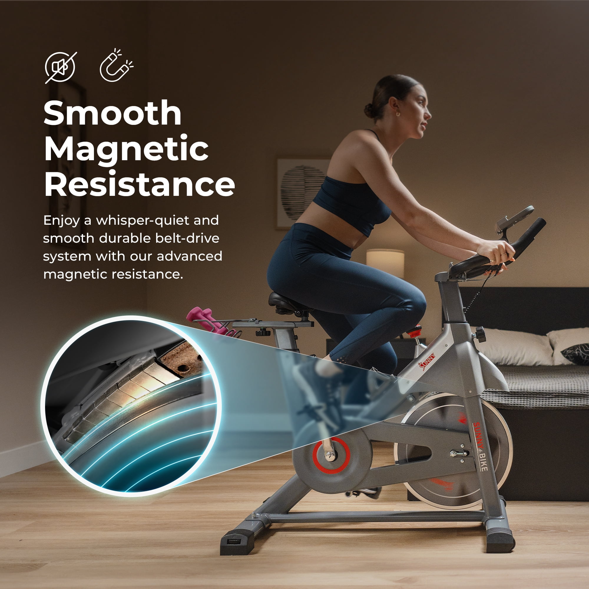 Sunny Health & Fitness Indoor Cycling Bike with FREE SunnyFit® App